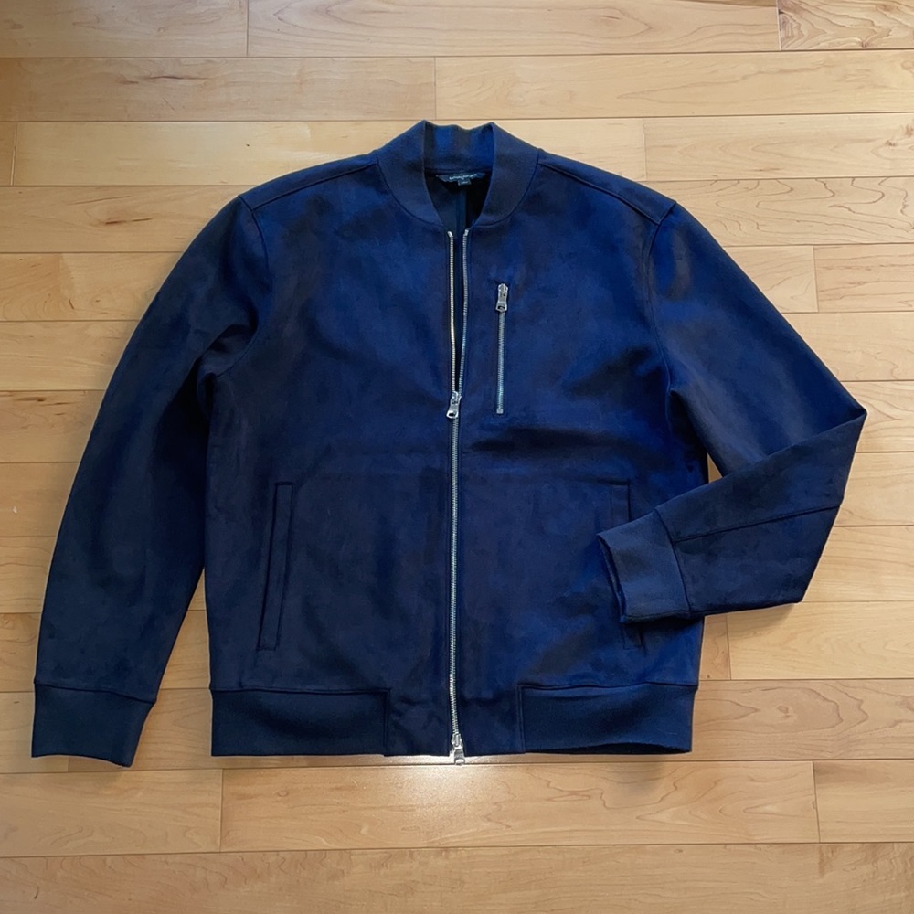 ▪️Men’s Banana Republic faux suede jacket navy blue size large